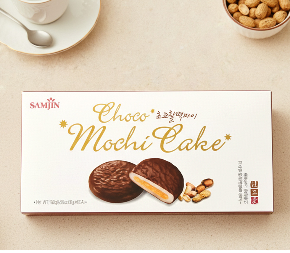 [サムジン] SANJIN チョコ餅パイ ピーナッツクリーム / 186g(31g×6個) チョコパイ 餅チョコパイ もちちょこ 韓国お菓子