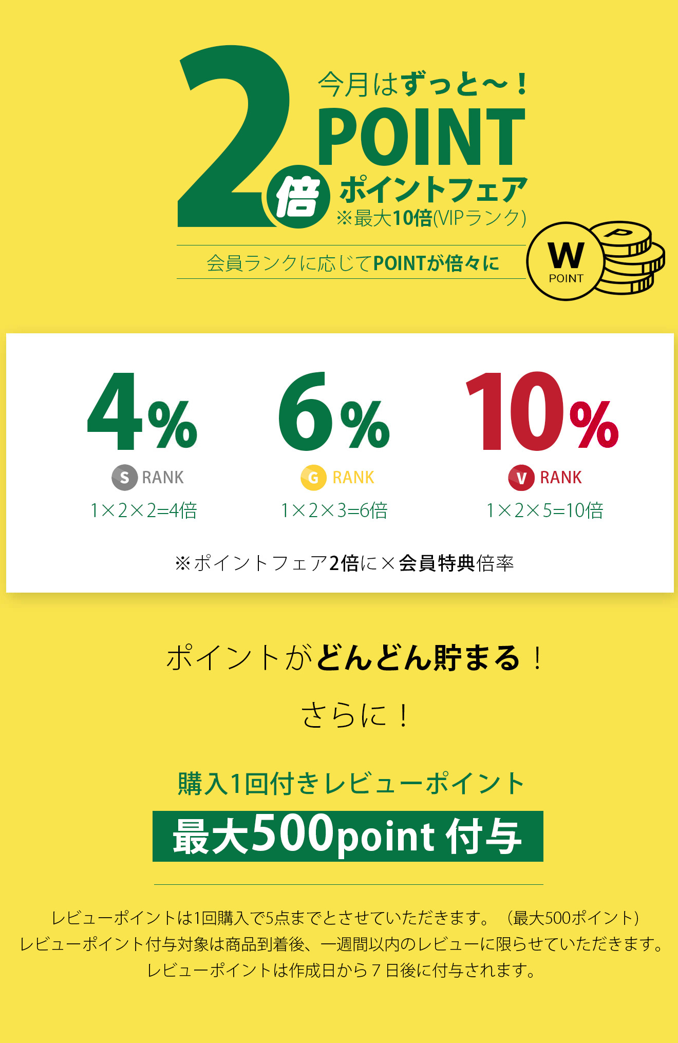 今月はずっと！全商品ポイントが2倍に！MAX10倍。