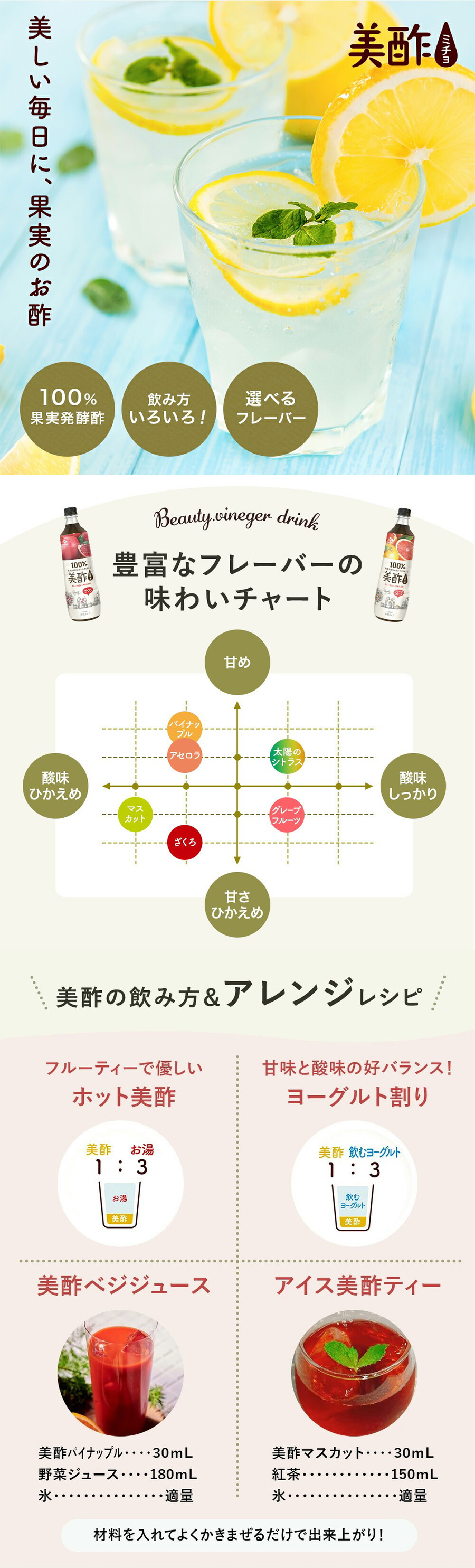 [CJ] 美酢 アセロラ ミチョ / 1BOX(900ml×12本） 新味 アセロラ チェリー 健康酢 お酢ドリンク 飲む酢 100%果実発酵 ビネガードリンク