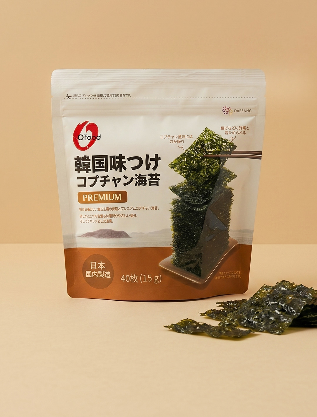 韓国産海苔 luna様 O'Food] 韓国味付けコプチャン海苔 4袋セット / 15g(40枚) 国内製造