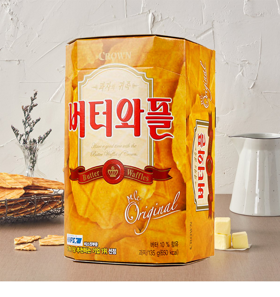 CROWN] クラウン バターワッフル/135g(3枚X5袋) バター風味 韓国