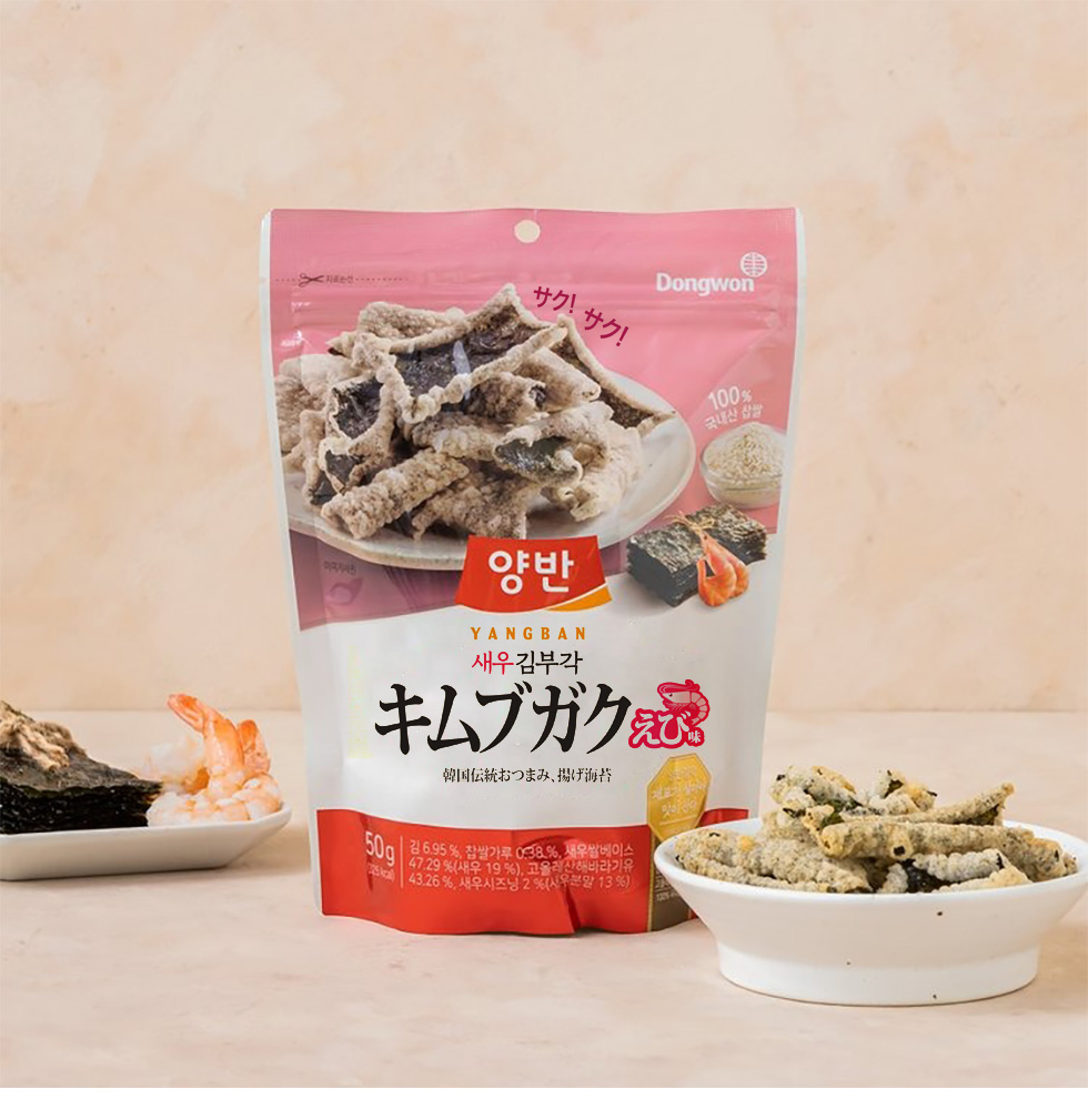[東遠] ヤンバン キムブガク 選べる４個セット / ４袋（50g×４) キムチ味 ガーリック味 エビ味 オリジナル味 のり天 のりブガク 海苔揚げ サクサクした食感の海苔天 韓国海苔