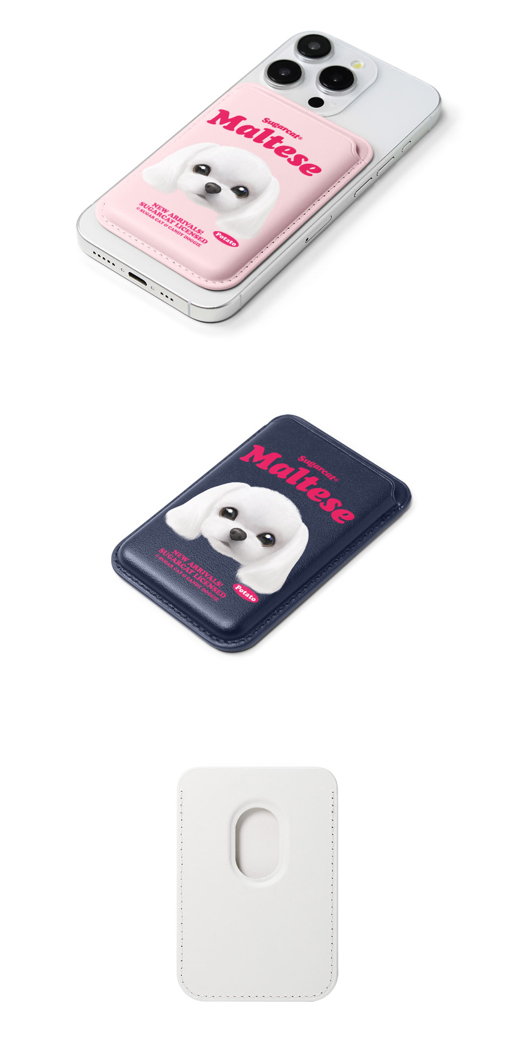 [sugarcat] MagSafe カードケース マルチーズ / MagSafe対応 レザーウォレット カードケース シュガーキャット ペットデザイン