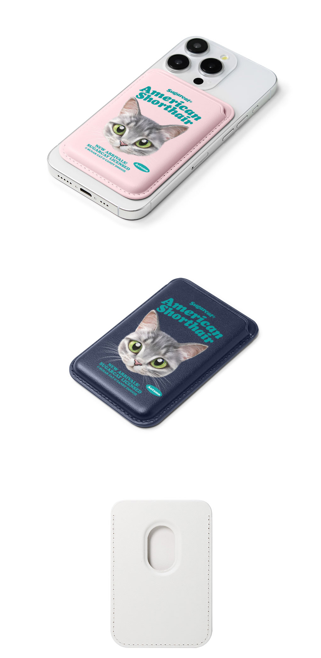 [sugarcat] MagSafe カードケース アメリカンショートヘア autumn / アメリカンショートヘア 猫デザイン マグセーフ MagSafe対応 レザーウォレット カードケース シュガーキャット 猫 ペット #クリックポスト