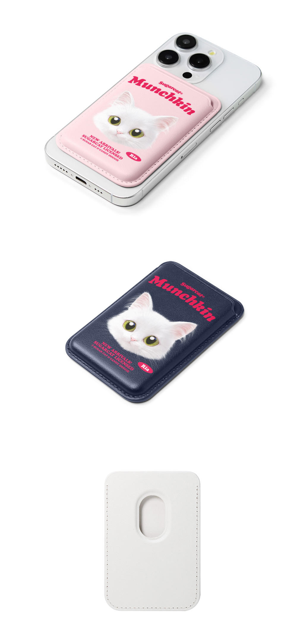 [sugarcat] MagSafe カードケース マンチカン Ria / マンチカンデザイン マグセーフ MagSafe対応 レザーウォレット カードケース シュガーキャット 猫 ペット #クリックポスト