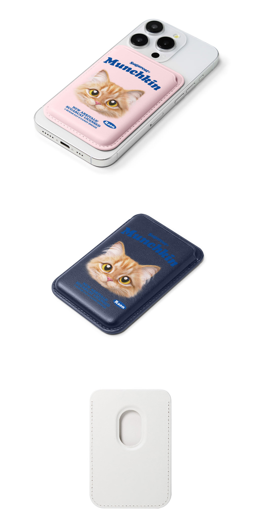 [sugarcat] MagSafe カードケース マンチカン Raon / マンチカンデザイン マグセーフ MagSafe対応 レザーウォレット カードケース シュガーキャット 猫 ペット #クリックポスト
