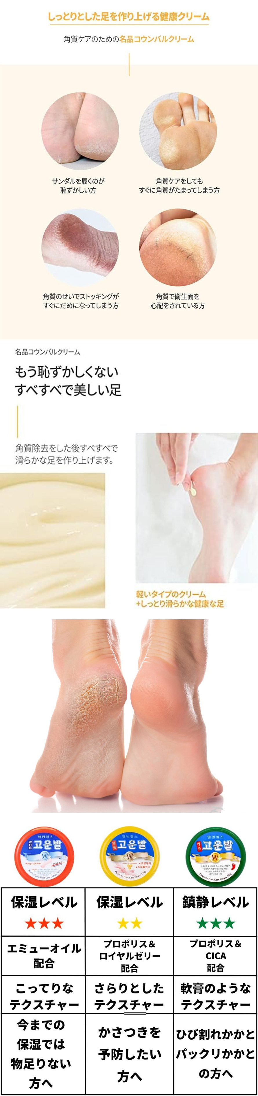 コウンバル フットクリーム プレミアム 黄色 / 110g フットケア かかと 保湿 角質ケア 3WB 韓国コスメ
