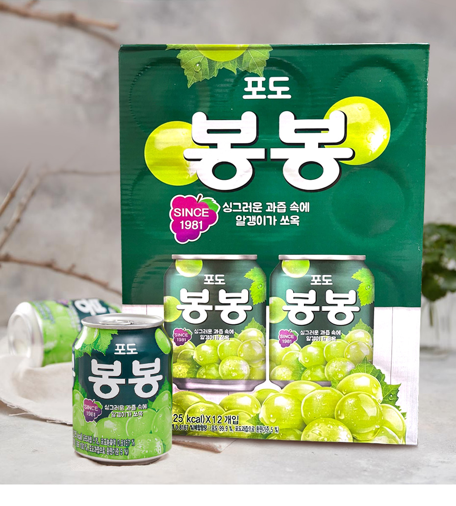 ヘテ] ぶどうボンボンジュース / (1BOX=238ml×12缶) ぶどうの果実が