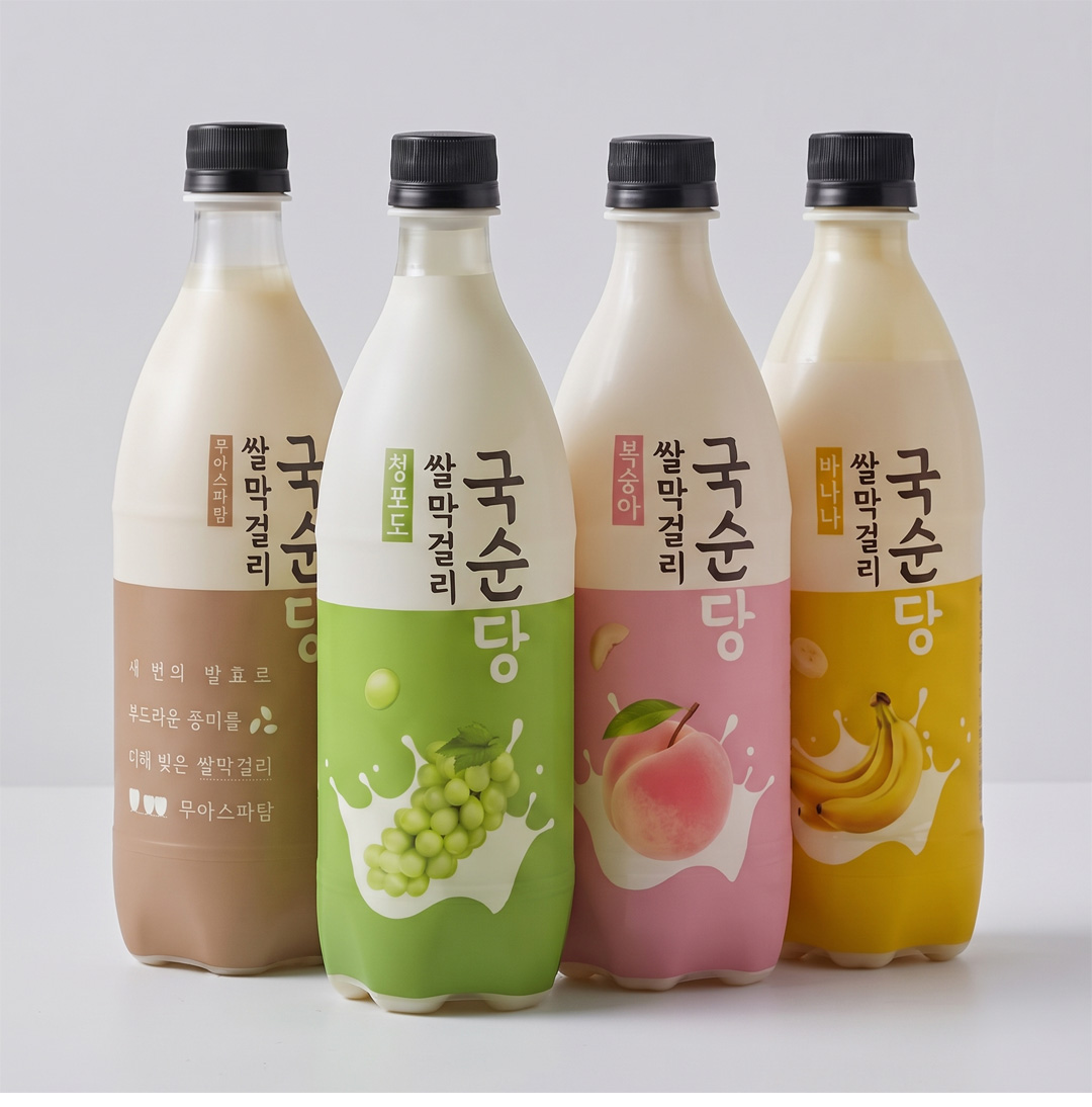 [麹醇堂] 米マッコリ 飲み比べセット 4本セット / 750ml×４本 各1本 大満足の4フレーバー もも バナナ マスカット 米 まろやかな まっこり 韓国お酒 グッスンダン