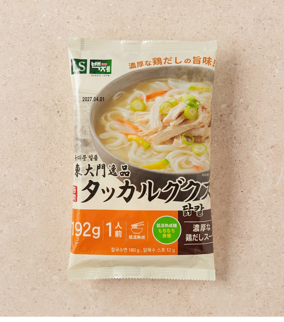 [白斎] タッカルグクス 東大門逸品 / 192g 鶏だしスープ もちもち麺 鶏ガラ ヘルシー麺 カルグクス 手打ちうどん 韓国麺