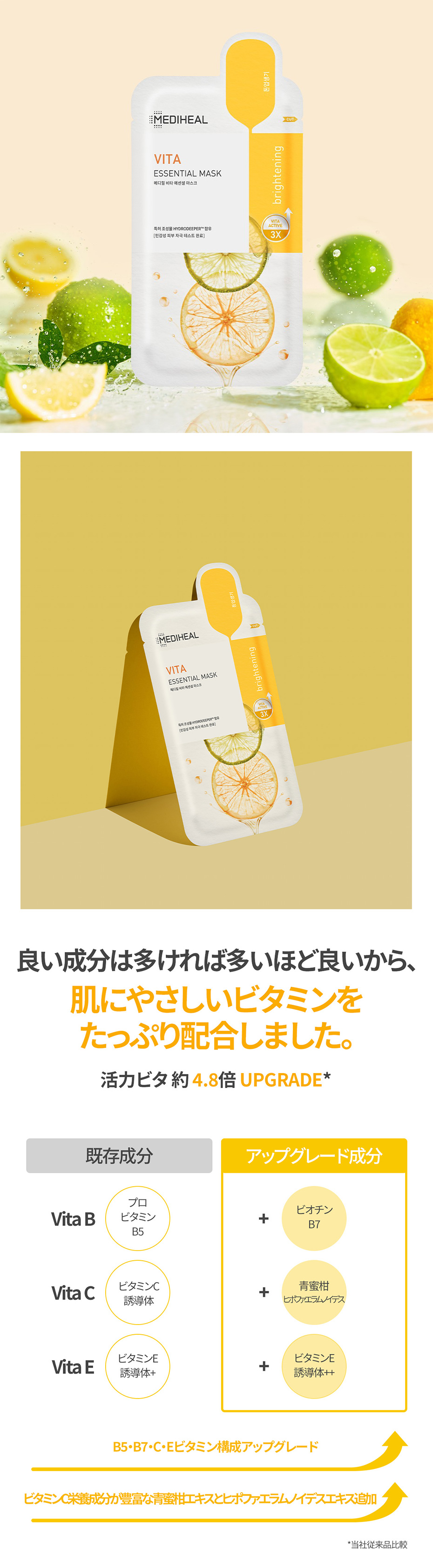 [Mediheal] ビタ エッセンシャルマスク/24ml  / フェイスマスク / リニューアルマスク / エッセンシャルマスクシリーズ / エイジングケア / 乾燥（保湿）ケア