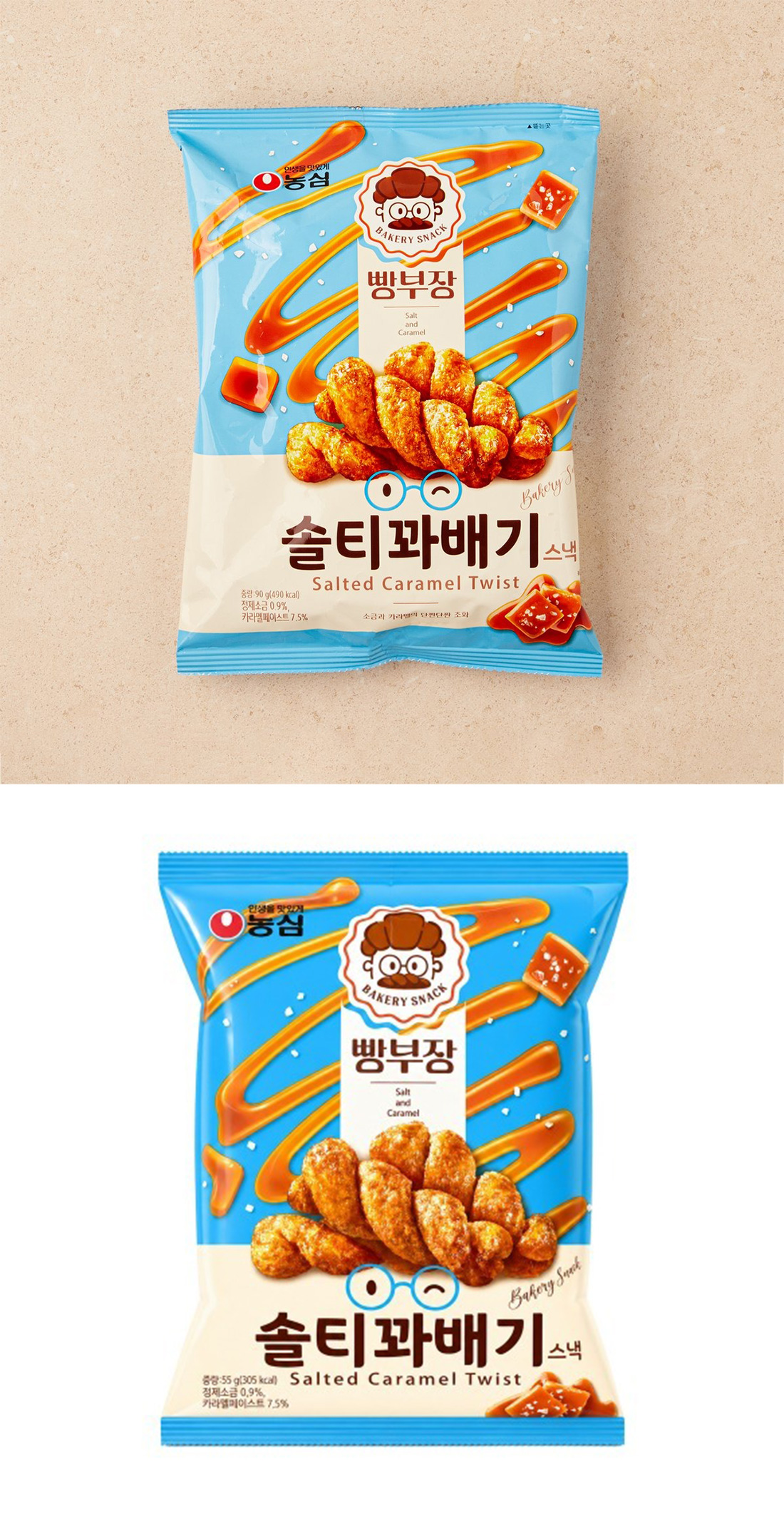 [農心] パン部長 ソウルティ－ クァベギ / 55g ねじり揚げパン ベーカリー スナック スイーツ 甘じょっぱさ おやつ 人気 韓国お菓子