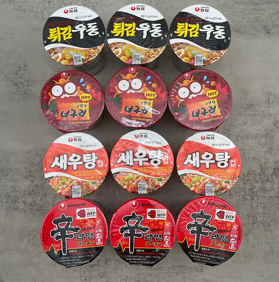 [農心] 韓国人気 カップ麺 食べ比べセット/BOX(カップ(小)×24個入) 天ぷらうどん 辛ラーメン ノグリ セウタン 韓国カップ麺