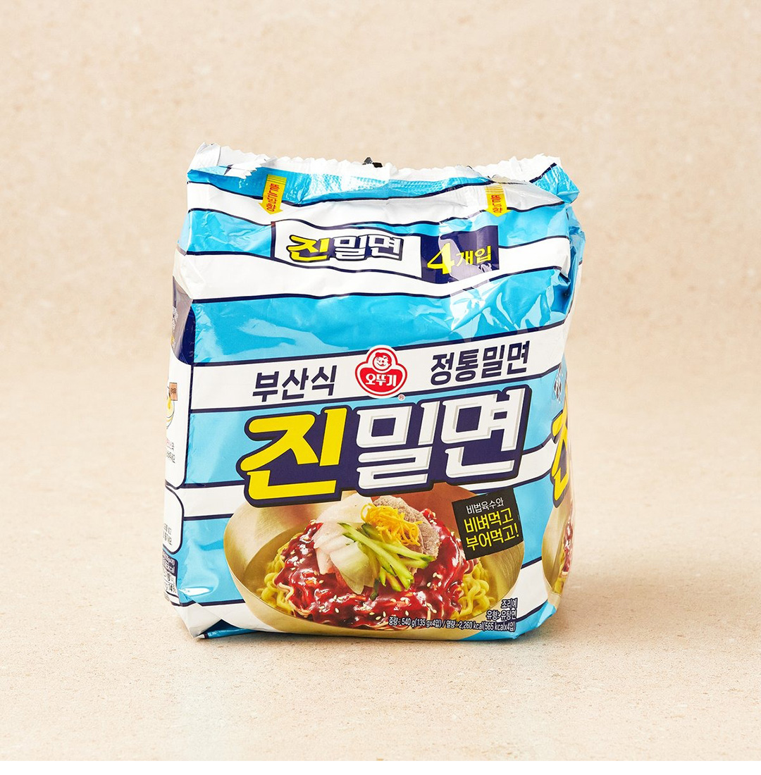 [オットギ] ジンミル麺 / 135g×4個入り 特製ヤンニョムソース入り ビビン麺 冷麺 小麦麺 韓国ラーメン インスタントラーメン