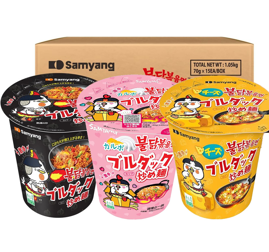 [三養] ブルダック炒め麺 カップ麺/ BOX(カップ(小)×15個入) 選べるセット カルボ チーズ 激辛の３種類から選べる 韓国ラーメン 火鶏炒め麺 インスタントラーメン